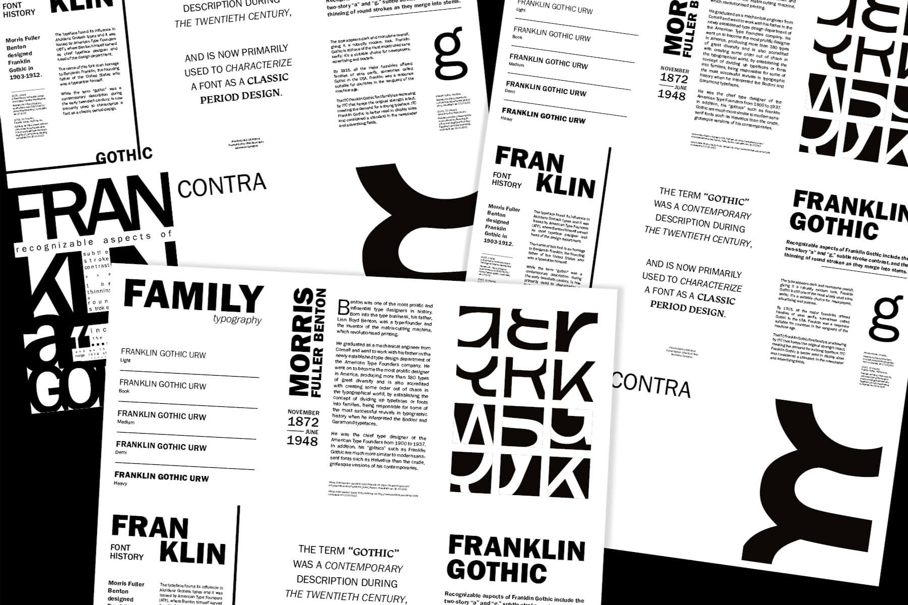 franklin gothic closeup of the information present in the front of the sheet